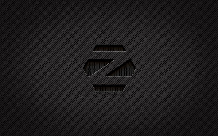 Logotipo de carbono do Zorin OS, 4k, arte do grunge, fundo de carbono, criativo, logotipo preto do Zorin OS, Linux, logotipo do Zorin OS, Zorin OS
