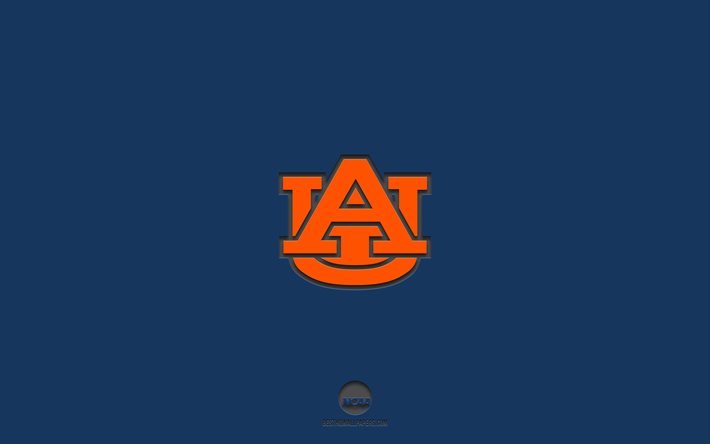 Auburn Tigers, sininen tausta, amerikkalainen jalkapallojoukkue, Auburn Tigers -tunnus, NCAA, Alabama, USA, Amerikkalainen jalkapallo, Auburn Tigers -logo