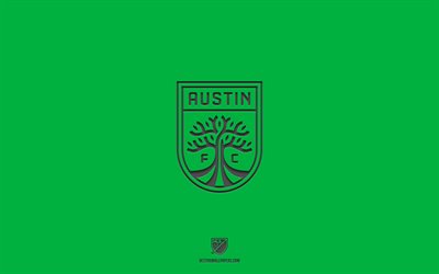 Austin FC, yeşil arka plan, Amerikan futbol takımı, Austin FC amblemi, İLKAY, Texas, ABD, futbol, Austin FC logosu