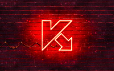 Logo Kaspersky rosso, 4k, muro di mattoni rosso, logo Kaspersky, software antivirus, logo Kaspersky neon, Kaspersky