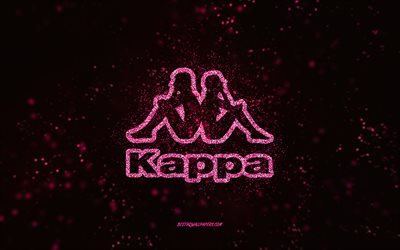 Kappa glitter logo, 4k, black background, Kappa logo, pink glitter art, Kappa, creative art, Kappa pink glitter logo