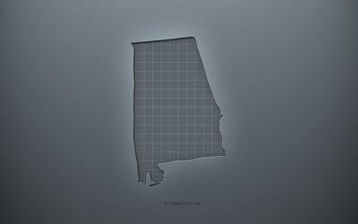 Alabama map, gray creative background, Alabama, USA, gray paper texture, American states, Alabama map silhouette, map of Alabama, gray background, Alabama 3d map