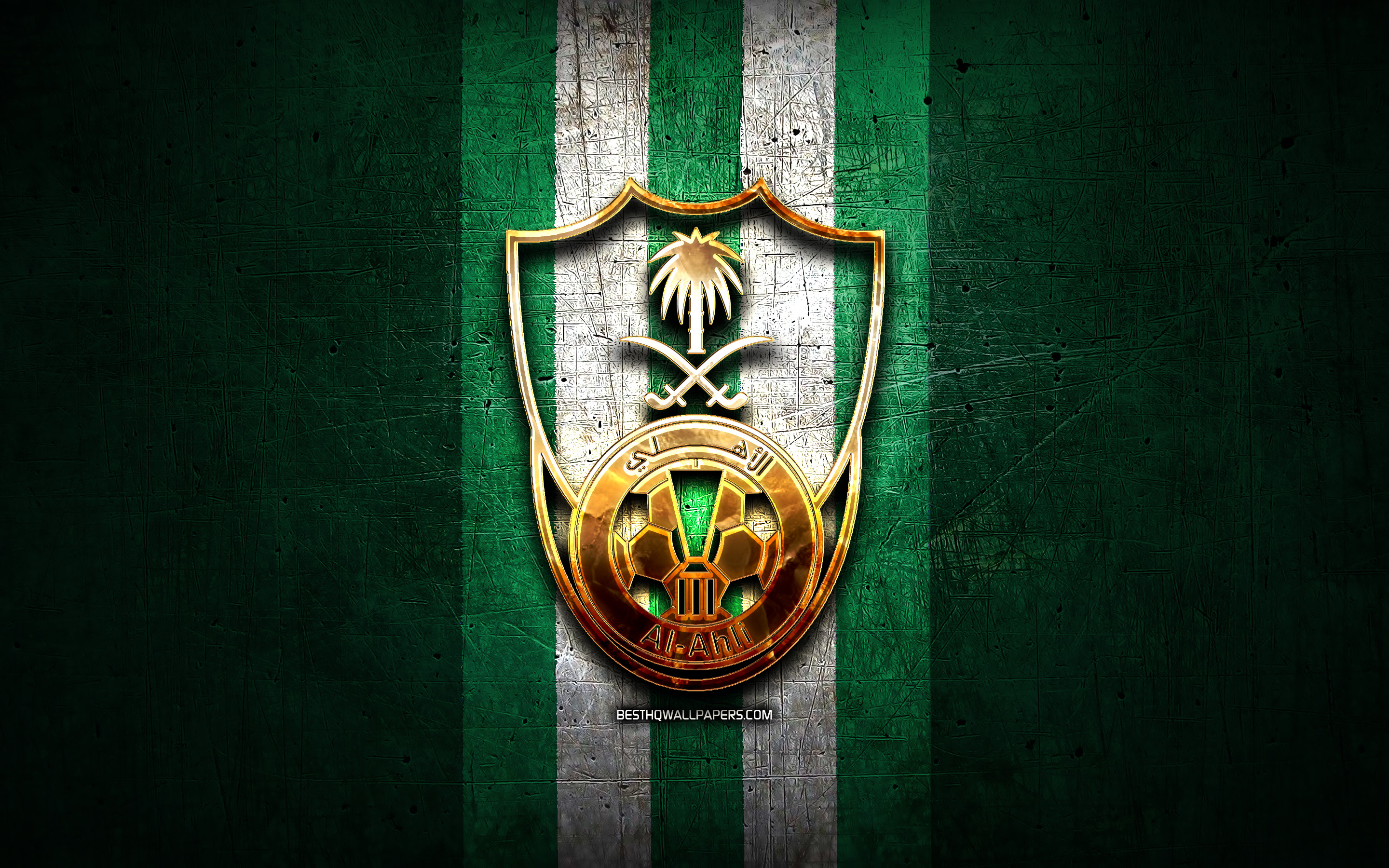 Al Ahli Saudi Fc Saudi Football Club Green Metal Texture Metal Logo ...