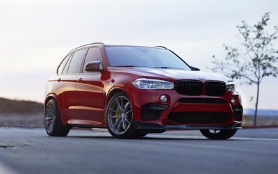 BMW X5M, 2018, kırmızı SUV, X5, Yırtıcı, KIRMIZI, F85, Alman otomobil, BMW tuning