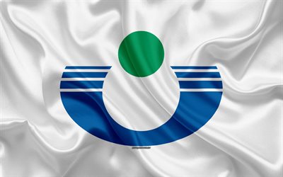 Flaggan i Urayasu, 4k, staden japan, siden konsistens, Urayasu flagga, Japan, japanska st&#228;der, konst, Asien, Chiba Prefektur, Urayasu