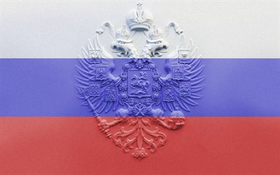 Stemma della Russia, 3d, Emblema della Federazione russa, russo, bandiera, simboli nazionali, bandiera della Russia