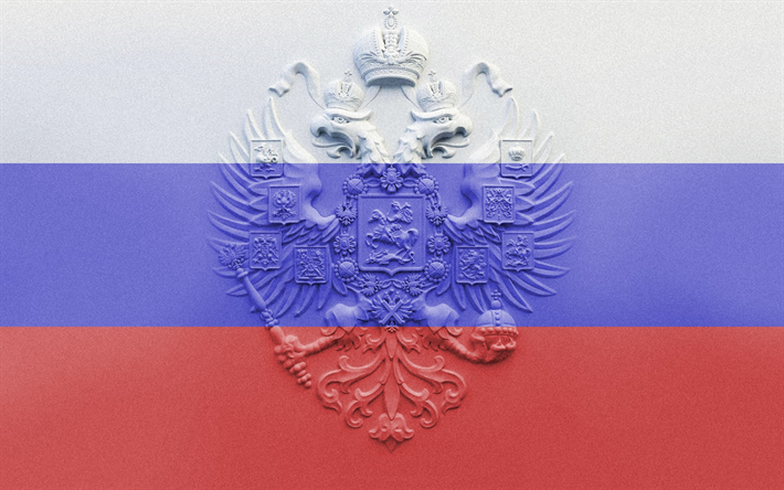 Coat of arms of Russia, 3d, Emblem of the Russian Federation, Russian flag, national symbols, flag of Russia