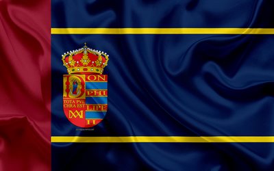 Bandeira de Mostoles, 4k, textura de seda, Cidade espanhola, de seda azul da bandeira, Mostoles bandeira, Espanha, arte, Europa, Mostoles