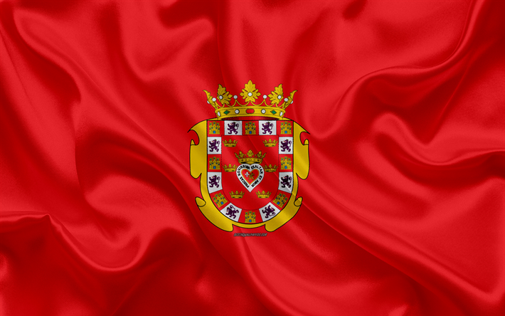 Murcia bayrağı, 4k, ipek doku, İspanyolca şehir, kırmızı ipek bayrak, Murcia bayrak, İspanya, sanat, Avrupa, Murcia