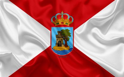 Bandeira de Vigo, 4k, textura de seda, Cidade espanhola, vermelho de seda branca bandeira, Vigo bandeira, Espanha, arte, Europa, Vigo