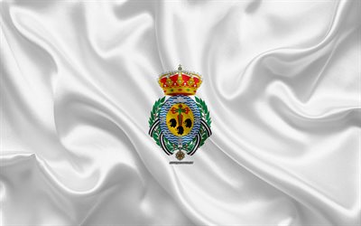 Lippu Santa Cruz de Tenerife, 4k, silkki tekstuuri, Espanjalainen kaupunki, valkoinen silkki lippu, Santa Cruz de Tenerife lippu, Espanja, art, Euroopassa, Santa Cruz de Tenerife