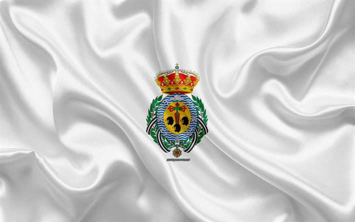 La bandera de Santa Cruz de Tenerife, 4k, de seda, de la textura, de la ciudad espa&#241;ola, bandera de seda blanca, Santa Cruz de Tenerife bandera de Espa&#241;a, el arte, Europa, Santa Cruz de Tenerife