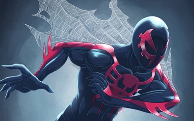 Spiderman 2099, 4k, des illustrations, des super-h&#233;ros, Marvel Comics