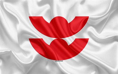 Bandera de Izumo, 4k, ciudad del jap&#243;n, de seda textura, Izumo bandera, Jap&#243;n, japon&#233;s ciudades, arte, Asia, Prefectura de Shimane, Izumo