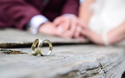 結婚指輪, 4k, ジュエリー, 近, 愛概念, 結婚式のひとときを, 結婚式のひとときカップル
