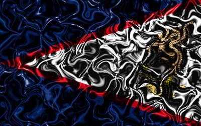 4k, Bandeira de Samoa Americana, resumo de fuma&#231;a, Oceania, s&#237;mbolos nacionais, Samoa americana bandeira, Arte 3D, Samoa americana 3D bandeira, criativo, Oceania pa&#237;ses, Samoa Americana
