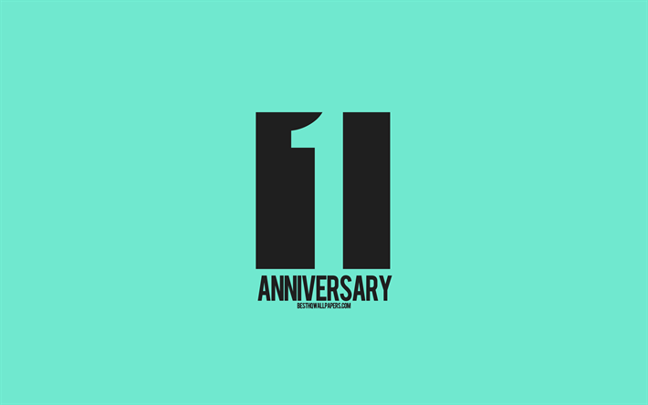 1st Anniversary sign, minimalism style, turquoise background, creative art, 1 year anniversary, typography, 1st Anniversary
