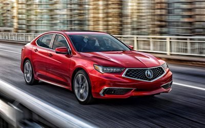 Acura TLX, 2020, exterior, front view, red sedan, new red TLX, Japanese cars, Acura
