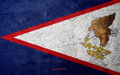 Flag of American Samoa, concrete texture, stone background, American Samoa flag, Oceania, American Samoa, flags on stone