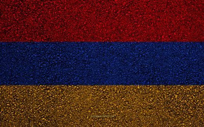 Flag of Armenia, asphalt texture, flag on asphalt, Armenia flag, Europe, Armenia, flags of european countries