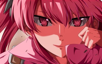 Minun, tytt&#246; vaaleanpunainen hiukset, manga, Akame Ga Tappaa, kuvitus