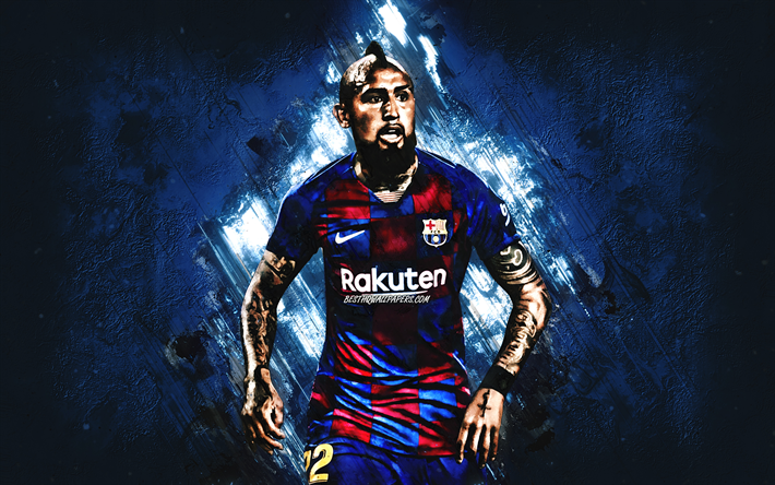 Arturo Vidal, FC Barcelona, Cileni giocatore di calcio, La Liga, il calcio, la Spagna, la Catalogna, la pietra blu di sfondo