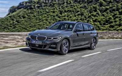 BMW 3 Touring, en 2020, &#224; l&#39;ext&#233;rieur, vue de face, gris station wagon, nouveau gris 3 de BMW, voitures allemandes, S&#233;rie 3 Touring, BMW