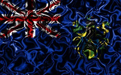4k, Bandeira das Ilhas Pitcairn, resumo de fuma&#231;a, Oceania, s&#237;mbolos nacionais, Ilhas Pitcairn bandeira, Arte 3D, Ilhas Pitcairn 3D bandeira, criativo, Oceania pa&#237;ses, Ilhas Pitcairn