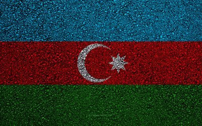 Avrupa &#252;lkeleri Azerbaycan bayrağı, asfalt doku, asfalt bayrağı, Azerbaycan bayrak, Avrupa, Azerbaycan, bayraklar