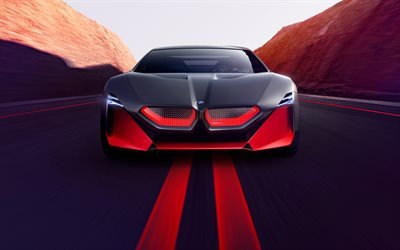 4k, BMW vision M de C&#244;t&#233;, vue de face, 2019 voitures, supercars, voitures allemandes, BMW