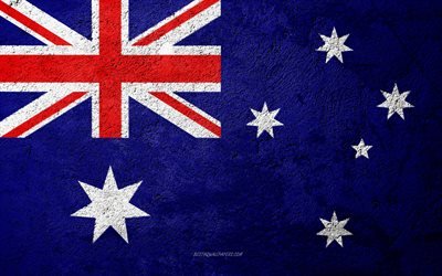 Lippu Australia, betoni rakenne, kivi tausta, Australian lippu, Oseania, Australia, liput kivi