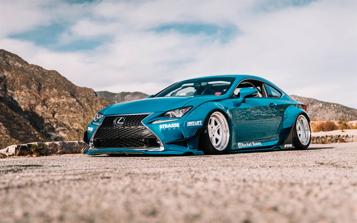 Lexus RC F, 2019, blue sports coupe, tuning RC F, new blue RC F, lowrider, Japanese cars, Lexus