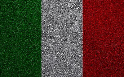 Bandiera dell&#39;Italia, asfalto, trama, bandiera su asfalto, bandiera Italia, in Europa, in Italia, le bandiere dei paesi europei, la bandiera italiana