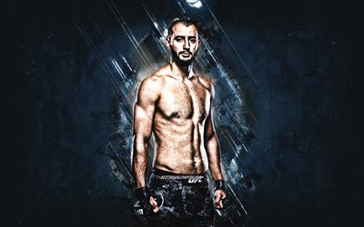 Dominick Reyes, UFC, The Devastator, american fighter, MMA, blue stone background, creative art