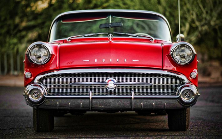 Buick Roadmaster Convers&#237;vel, vista frontal, 1957 carros, retro carros, os carros americanos, 1957 Buick Roadmaster Convers&#237;vel, Buick