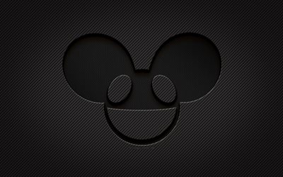 Deadmau5 logo in carbonio, 4k, Joel Thomas Zimmerman, grunge, sfondo di carbonio, creativo, Deadmau5 logo nero, DJ canadesi, Deadmau5 logo, Deadmau5