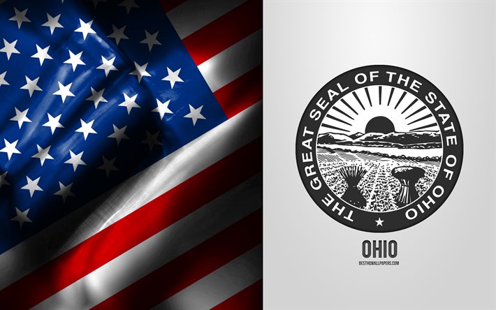 Ohion sinetti, USA: n lippu, Ohion tunnus, Ohion vaakuna, Ohio -merkki, Amerikan lippu, Ohio, USA