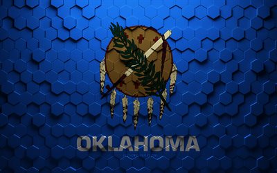 Flag of Oklahoma, honeycomb art, Oklahoma hexagons flag, Oklahoma, 3d hexagons art, Oklahoma flag