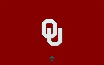 Oklahoma Sooners, burgundy background, American football team, Oklahoma Sooners emblem, NCAA, Oklahoma, USA, American football, Oklahoma Sooners logo