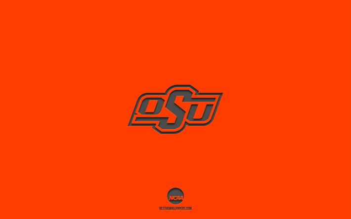 Oklahoma State Cowboys, fond orange, équipe de football américain, emblème des Oklahoma State Cowboys, NCAA, Oklahoma, États-Unis, football américain, logo Oklahoma State Cowboys