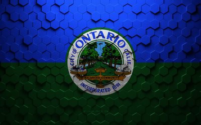 Flag of Ontario, California, honeycomb art, Ontario hexagons flag, Ontario, 3d hexagons art, Ontario flag