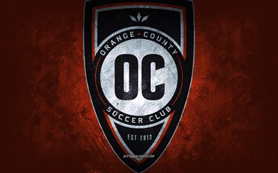 Orange County SC, American soccer team, orange background, Orange County SC logo, grunge art, USL, soccer, Orange County SC emblem