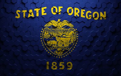 Flag of Oregon, honeycomb art, Oregon hexagons flag, Oregon, 3d hexagons art, Oregon flag