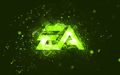 EA GAMES lime logo, 4k, Electronic Arts, lime neon lights, creative, lime abstract background, EA GAMES logo, online games, EA GAMES
