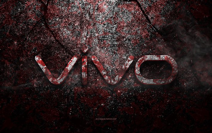 vivo-logo, grunge-kunst, vivo-steinlogo, rote steinstruktur, vivo, grunge-steintextur, vivo-emblem, vivo 3d-logo