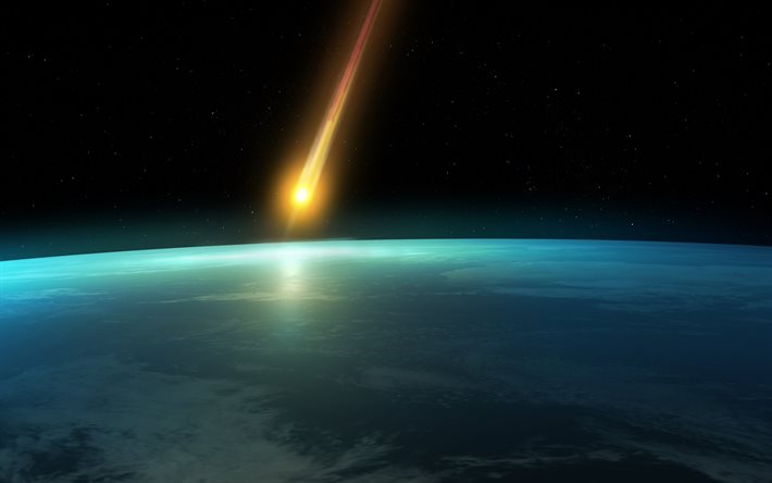 Asteroid, meteorit, jorden, asteroid i stratosf&#228;ren, &#246;ppet utrymme, rymdkroppar