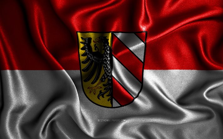 Bandiera di Norimberga, 4k, bandiere ondulate di seta, citt&#224; tedesche, bandiere in tessuto, Giorno di Norimberga, arte 3D, Norimberga, Europa, citt&#224; della Germania, bandiera 3D di Norimberga, Germania