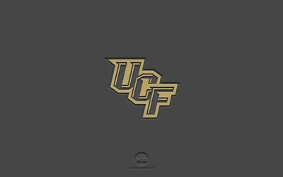 UCF Knights, fond gris, équipe de football américain, emblème UCF Knights, NCAA, Floride, États-Unis, football américain, logo UCF Knights
