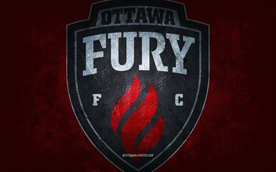 Ottawa Fury FC, Canadian soccer team, red background, Ottawa Fury FC logo, grunge art, USL, soccer, Ottawa Fury FC emblem