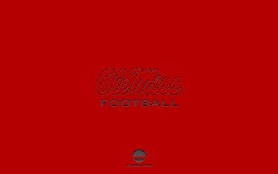 Ole Miss Rebels, red background, American football team, Ole Miss Rebels emblem, NCAA, Mississippi, USA, American football, Ole Miss Rebels logo